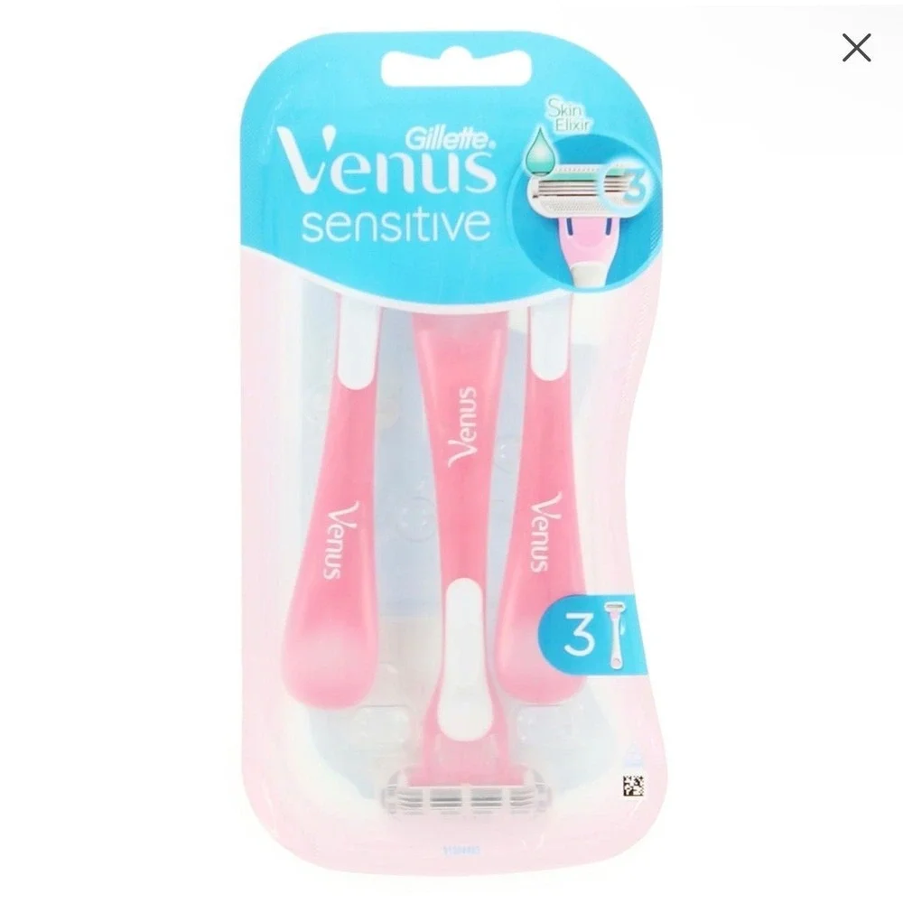 Gillette Venus Sensitive 3 Blade Disposable Razors Pink 3 Count Pack